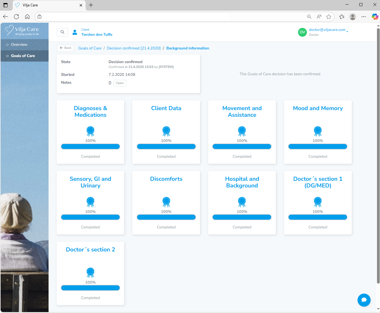 Tablet showing structured assessment being completed
